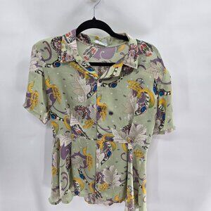 Vintage Multicolor Patterned Blouse